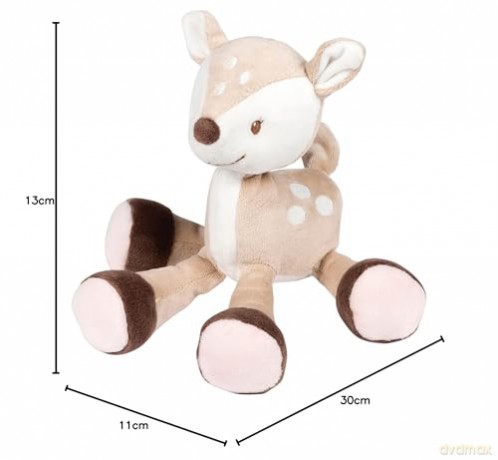 Nattou Fawn Soft Toy, Fanny, Companion from birth, 30 cm, Fanny and Oscar, Beige/White