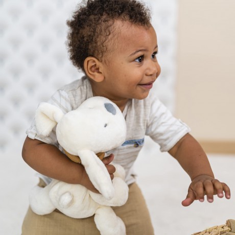 Nattou Plush Soft Toy, Stuffed Animal, Cuddly Companion, Grasping Design Develops Motor Skills, Machine Washable, Extra Soft Cotton/Polyester, PETA-Approved Vegan, Charlie Dog, Vanilla, 30 cm