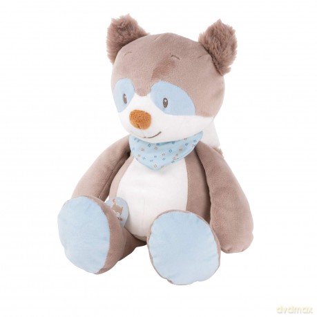 Nattou Plush Soft Toy, Stuffed Animal, Cuddly Companion, Promotes Motor Skills, Machine Washable, 100 Percent Super Soft Polyester, PETA-Approved Vegan, (Jim And Bob Collection) Bob The Raccoon, 30 cm