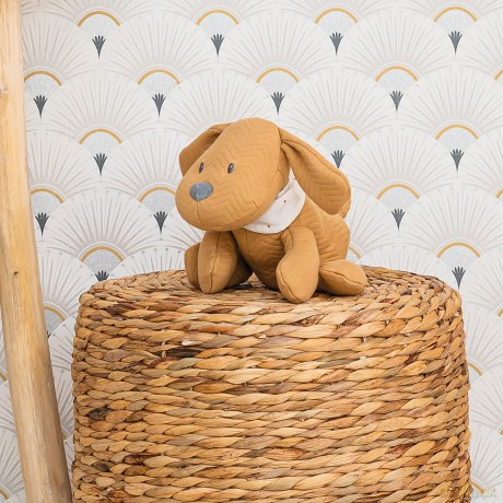 Nattou Plush Soft Toy, Stuffed Animal, Cuddly Companion, Promotes Motor Skills, Machine Washable, Extra Soft Cotton/Polyester, PETA-Approved Vegan, Jacquard, Charlie Dog, Caramel, 30 cm