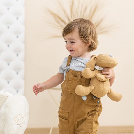 Nattou Plush Soft Toy, Stuffed Animal, Cuddly Companion, Promotes Motor Skills, Machine Washable, Extra Soft Cotton/Polyester, PETA-Approved Vegan, Jacquard, Charlie Dog, Caramel, 30 cm