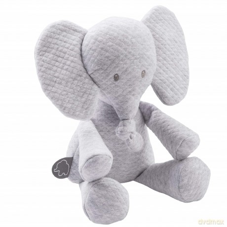 Nattou Plush Soft Toy, Stuffed Animal, Cuddly Companion, Promotes Motor Skills, Machine Washable, Extra Soft Cotton/Polyester, PETA-Approved Vegan, Jacquard, Tembo Elephant, Light Grey, 30 cm