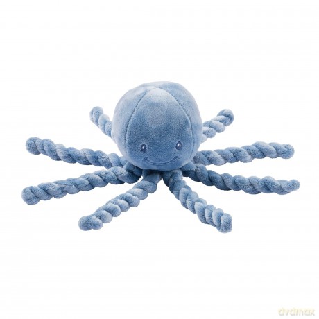 Nattou Plush Soft Toy, Stuffed Animal, Cuddly Companion, Umbilical Cord Design Reassures Baby, Machine Washable, 100 Percent Soft Polyester, PETA-Approved Vegan, Lapidou Octopus, Dark Blue, 25 cm