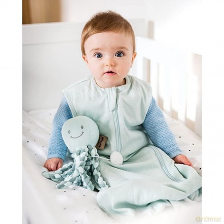 Nattou Plush Soft Toy, Stuffed Animal, Cuddly Companion, Umbilical Cord Design Reassures Baby, Machine Washable, 100 Percent Soft Polyester, PETA-Approved Vegan, Lapidou Octopus, Mint Green, 25 cm