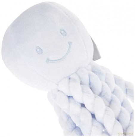 Nattou Plush Soft Toy, Stuffed Animal, Cuddly Companion, Umbilical Cord Design Reassures Baby, Machine Washable, 100 Percent Super Polyester, PETA-Approved Vegan, 25 cm, Lapidou Octopus, Light Blue