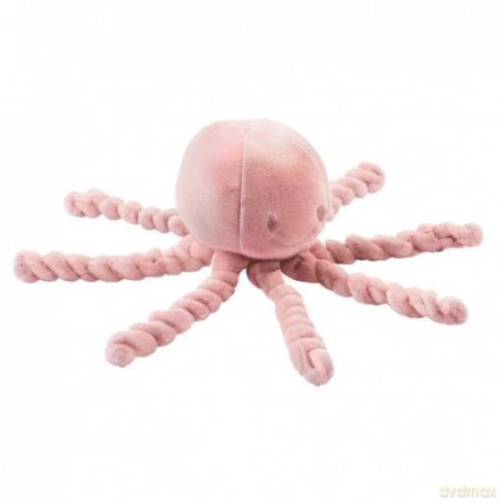 Nattou Plush Soft Toy, Stuffed Animal, Cuddly Companion, Umbilical Cord Design Reassures Baby, Machine Washable, 100 Percent Super Soft Polyester, PETA-Approved Vegan, Lapidou Octopus, Old Pink, 25 cm