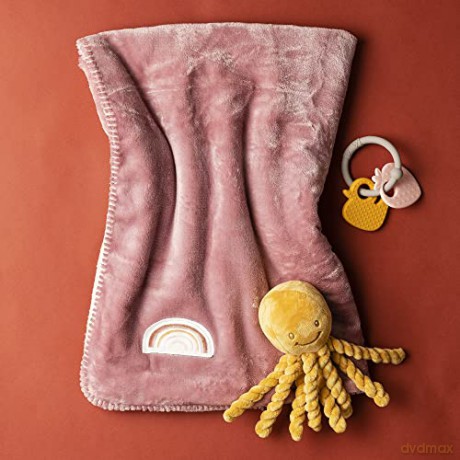 Nattou Plush Soft Toy, Stuffed Animal, Cuddly Companion, Umbilical Cord Design Reassures Baby, Machine Washable, 100 Percent Super Soft Polyester, PETA-Approved Vegan, Lapidou Octopus, Yellow, 25 cm