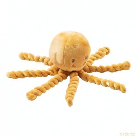 Nattou Plush Soft Toy, Stuffed Animal, Cuddly Companion, Umbilical Cord Design Reassures Baby, Machine Washable, 100 Percent Super Soft Polyester, PETA-Approved Vegan, Lapidou Octopus, Yellow, 25 cm