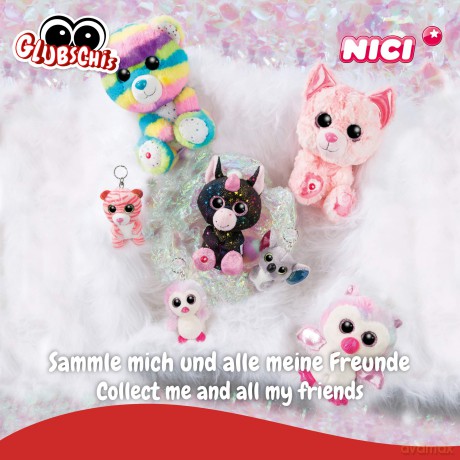Nici 46316 galaxy Cuddy Soft Toy Glubschis Unicorn Vita-Mi 15cm, Black/Multi-Coloured Polka Dots