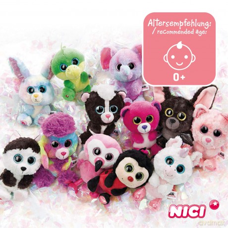 Nici 46316 galaxy Cuddy Soft Toy Glubschis Unicorn Vita-Mi 15cm, Black/Multi-Coloured Polka Dots