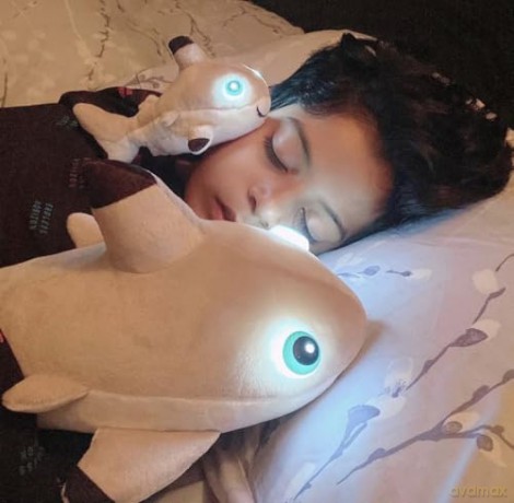 Night Buddies Large 15 Inch Shark, Innovative Plush Soft Toy - Child-Activated Calming Light, Auto-Off for Safety, Promotes Independence Sleep, Ages 2+ - Award Winning Sleep Aid