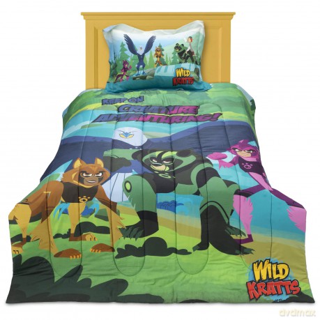 Original Wild Kratts Ultra Soft Comforter/Sham Set for Boys, Girls, Baby, Kids, Toddler, Teen-Creature Adventure in Alaska Theme Printed-Cotton Sateen Weave Soft Lightweight Kids Bedding-Twin Size