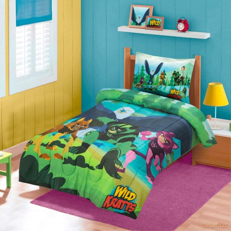 Original Wild Kratts Ultra Soft Comforter/Sham Set for Boys, Girls, Baby, Kids, Toddler, Teen-Creature Adventure in Alaska Theme Printed-Cotton Sateen Weave Soft Lightweight Kids Bedding-Twin Size