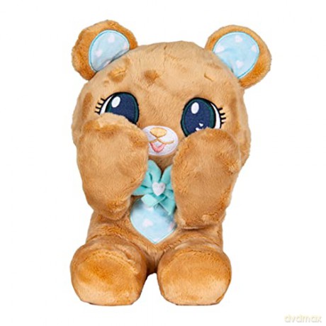 PEEKAPETS Brown teddy bear | Fun and Soft Plush that moves its Arms when you squeeze its Tummy - Toy gift for babies and children