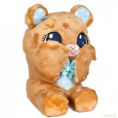 PEEKAPETS Brown teddy bear | Fun and Soft Plush that moves its Arms when you squeeze its Tummy - Toy gift for babies and children