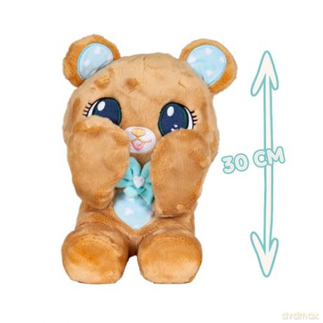 PEEKAPETS Brown teddy bear | Fun and Soft Plush that moves its Arms when you squeeze its Tummy - Toy gift for babies and children