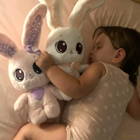 PEEKAPETS White Bunny | Funny, sweet and soft Plush toy that wiggles its ears when you Squeeze her tummy - Ideal fluffy gift for babies and children up to 4 Years