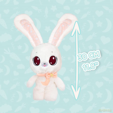 PEEKAPETS White Bunny | Funny, sweet and soft Plush toy that wiggles its ears when you Squeeze her tummy - Ideal fluffy gift for babies and children up to 4 Years