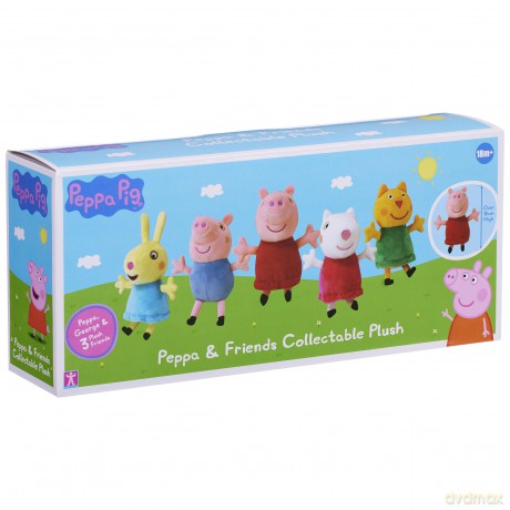 Peppa Pig 08202 Peppa and Friends Collectable Plush 5 Pack, George, Suzy Sheep, Rebecca Rabbit and Candy Cat