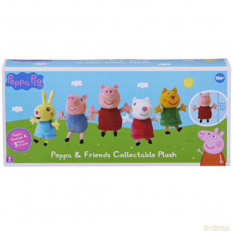 Peppa Pig 08202 Peppa and Friends Collectable Plush 5 Pack, George, Suzy Sheep, Rebecca Rabbit and Candy Cat