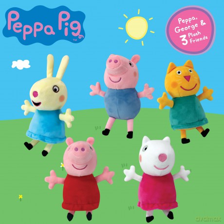 Peppa Pig 08202 Peppa and Friends Collectable Plush 5 Pack, George, Suzy Sheep, Rebecca Rabbit and Candy Cat
