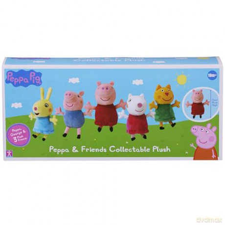 Peppa Pig 08202 Peppa and Friends Collectable Plush 5 Pack, George, Suzy Sheep, Rebecca Rabbit and Candy Cat