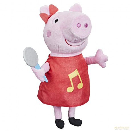 Peppa Pig 5010993908035 Peppa Soft Toy with Glittery red Dress and Bow, Sings 3 Songs, from 3 Years Old, Multi