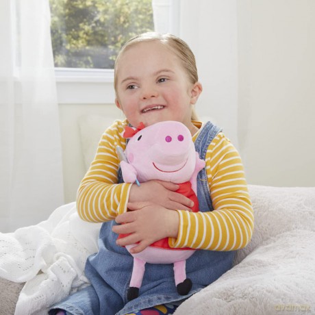 Peppa Pig 5010993908035 Peppa Soft Toy with Glittery red Dress and Bow, Sings 3 Songs, from 3 Years Old, Multi
