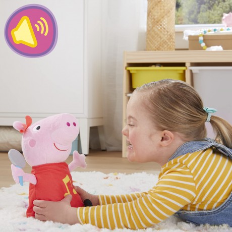 Peppa Pig Hasbro Oink-Along Songs Peppa Singing Plush Doll with Sparkly Red Dress and Bow, Sings 3 Songs, Ages 3 and up,F21875L0