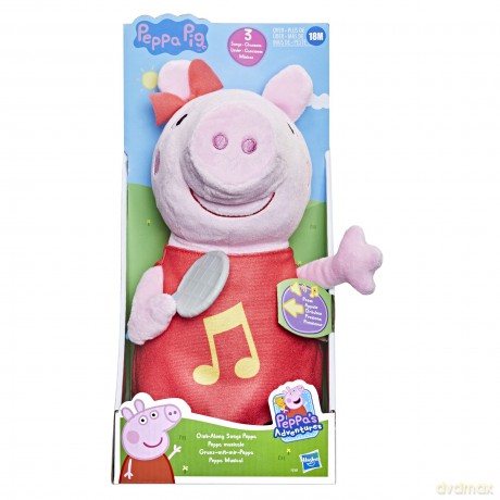 Peppa Pig Hasbro Oink-Along Songs Peppa Singing Plush Doll with Sparkly Red Dress and Bow, Sings 3 Songs, Ages 3 and up,F21875L0