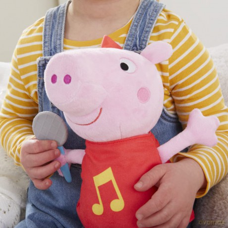 Peppa Pig Oink-Along Songs Peppa Singing Plush Doll with Sparkly Red Dress and Bow, Sings 3 Songs, Ages 3 and up