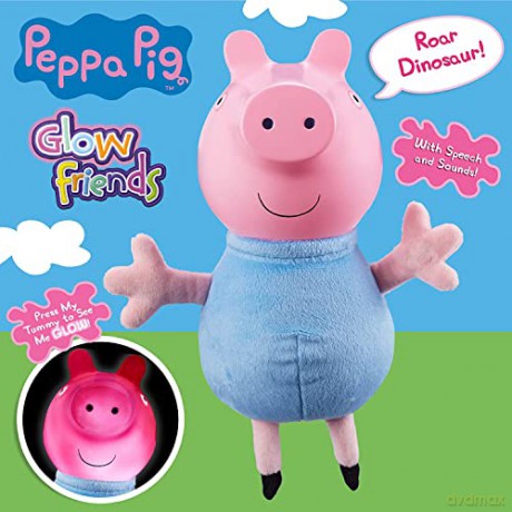 Peppa Pig glow Friends Talking Peppa, preschool interactive soft toy, with lights up face and sound effects, gift for 3-5 year old