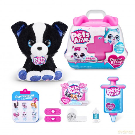 Pets Alive Pet Shop Surprise Series 3 Puppy Rescue Border Collie, Surprise Puppy Plush, Ultra Soft Plushies, Surprises Inside, Interactive Toy Pets with Electronic Speak and Repeat (Border Collie)