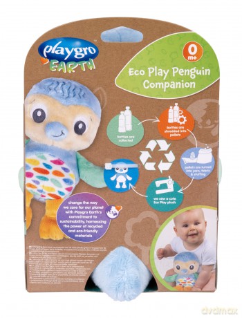 Playgro Plush Cuddly Toy Stuffed Animal ECO Penguin Made from Recycled Water Bottles Extra Soft