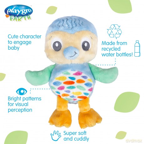 Playgro Plush Cuddly Toy Stuffed Animal ECO Penguin Made from Recycled Water Bottles Extra Soft