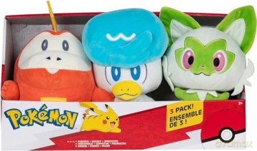 Pokémon Paldea First Partner Plush 3 Pack - 8-Inch Plush of Fuecoco, Quaxly, and Sprigatito