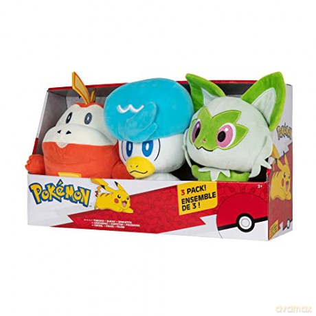Pokémon Paldea First Partner Plush 3 Pack - 8-Inch Plush of Fuecoco, Quaxly, and Sprigatito