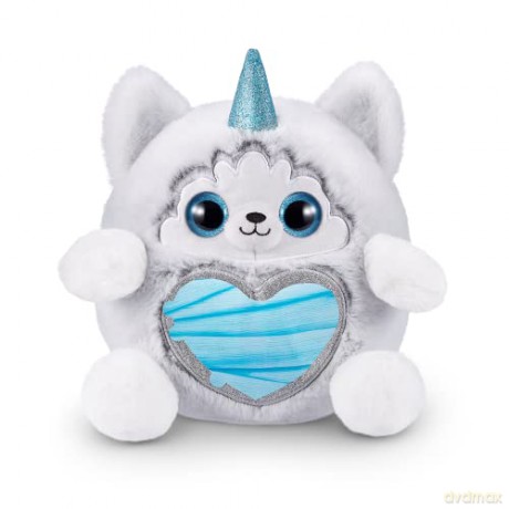 Rainbocorns 9261G Puppycorn Rescue, 12 Surprises, Stickers, Syringe Slime Heart,Puppy Plush Pet Collectible, Single, Husky (Miss T), 9.06 x 7.87 x 11.02 inches
