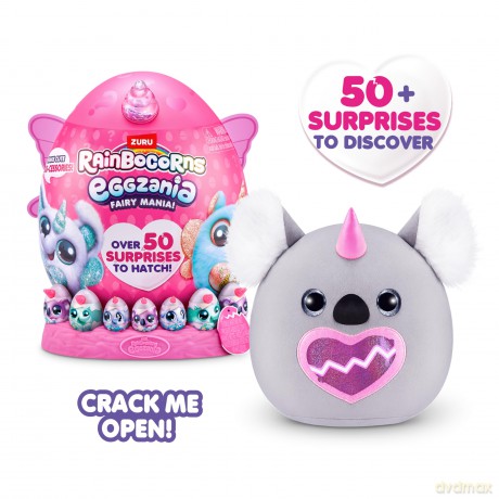 Rainbocorns Eggzania Fairy Mania Koala (Charmalina) by ZURU, Plush Toy, Collectible Plush, Surprise Eggs, Wearable Accessories, Toys for Girls (Koala)