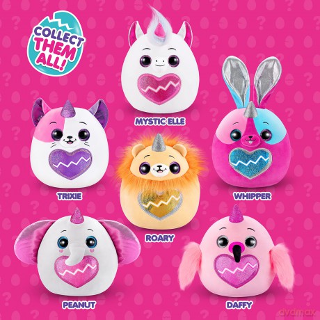 Rainbocorns Eggzania Surprise Mania Daffy the Flamingo - Collectible Plush - Over 20 Surprises Inside, 28 cm, Cuddle Plush Stuffed Animal, Rings, Bracelets, Stickers, Wearable Accessories (Flamingo)