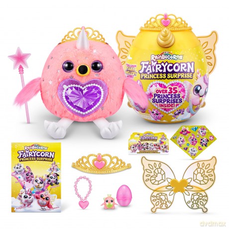 Rainbocorns Fairycorn Princess Series 6 Majesty th Flamingo - Collectible Plush - Magical Fairy Princess Surprises, Cuddle Plush Stuffed Animal, Stickers (Flamingo)