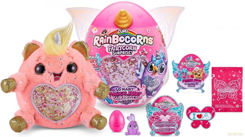 Rainbocorns Fairycorn Surprise Series 4 Unicorn - Collectible Plush - Magical Fairy Surprises, 28 cm, Cuddle Plush Stuffed Animal, Wearable Fairy Wings, Stickers, Slime (Unicorn)