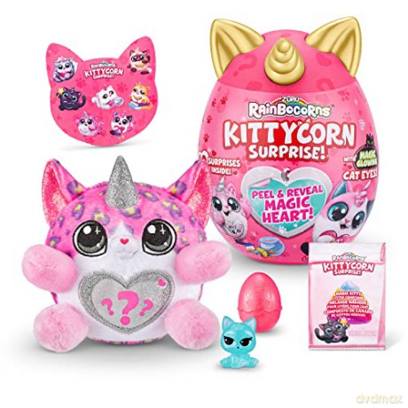 Rainbocorns Kittycorn Surprise Series 1, Clover the Exotic Cat - Collectible Plush - 10 Surprises to Unbox, Peel and Reveal Heart, stickers, Ages 3+ (Exotic Cat)