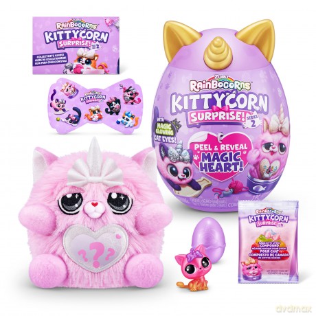 Rainbocorns Kittycorn Surprise Series 2, Chai the Chinchilla Cat - Collectible Plush - 10 Surprises to Unbox, Peel and Reveal Heart, stickers, Ages 3+ (Chinchilla Cat)