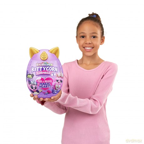 Rainbocorns Kittycorn Surprise Series 2, Chai the Chinchilla Cat - Collectible Plush - 10 Surprises to Unbox, Peel and Reveal Heart, stickers, Ages 3+ (Chinchilla Cat)
