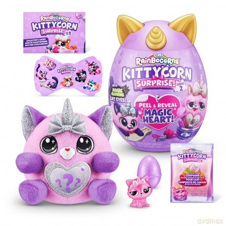 Rainbocorns Kittycorn Surprise Series 2, Sola the Bengal Cat - Collectible Plush - 10 Surprises to Unbox, Peel and Reveal Heart, stickers, Ages 3+ (Bengal Cat)