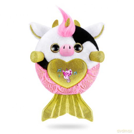 Rainbocorns Mermaidcorn Series 7 Sea-Sea the Cow - Collectible Plush - Mermaid Surprises, Cuddle Plush Stuffed Animal, Stickers (Cow)