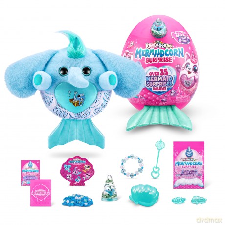 Rainbocorns Mermaidcorn Series 7 Shelly the Elephant - Collectible Plush - Mermaid Surprises, Cuddle Plush Stuffed Animal, Stickers (Elephant)