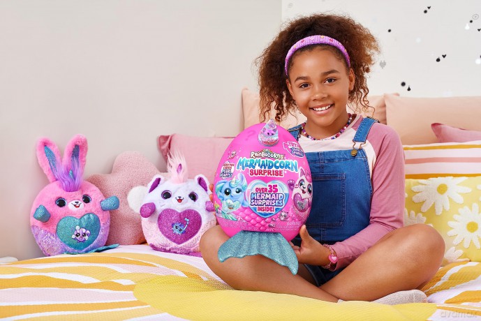 Rainbocorns Mermaidcorn Series 7 Shelly the Elephant - Collectible Plush - Mermaid Surprises, Cuddle Plush Stuffed Animal, Stickers (Elephant)