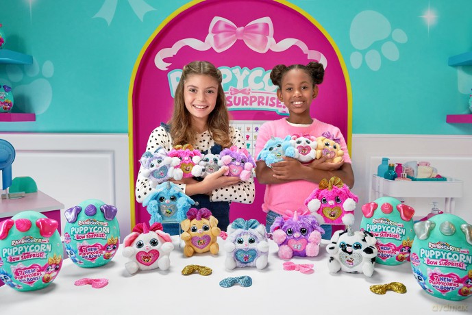 Rainbocorns Puppycorn Bow Surprise, Puppycorn Series 3, Bowie the Poodle - Collectible Plush - 5 Layers of Surprises, Peel and Reveal Heart, Stickers, Slime, Ages 3+ (Poodle)